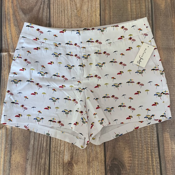 Maison Jules beach umbrella print white shorts
